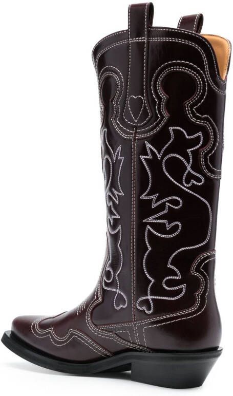 GANNI 40mm mid-calf western boots Red