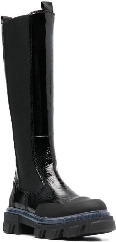 GANNI 50mm knee-high leather boots Black