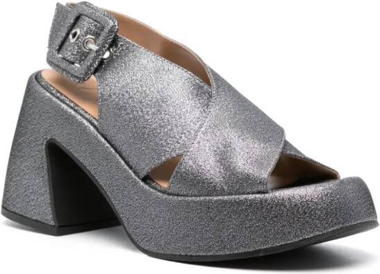 GANNI 95mm glitter sandals Silver