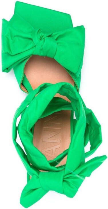 GANNI bow-detail 85mm sandals Green