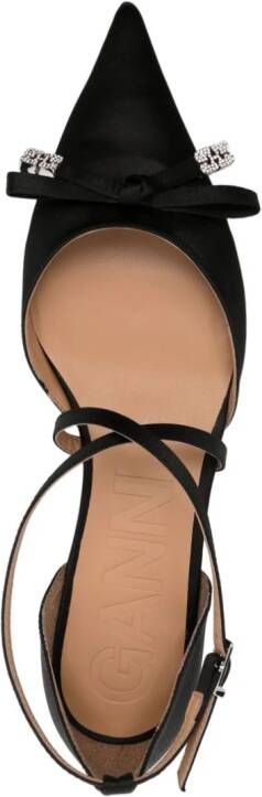 GANNI bow-detail pointed-toe ballerina shoes Black
