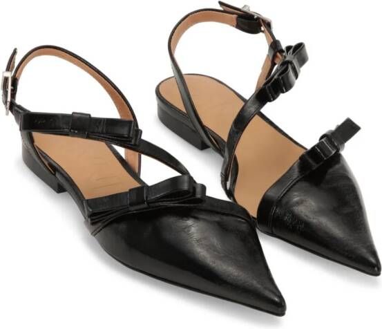 GANNI bow-detail slingback ballerina shoes Black