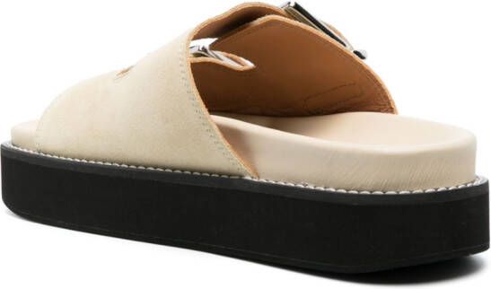 GANNI buckle-fastening flatform sandals Neutrals