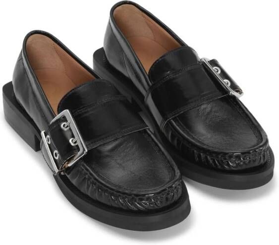 GANNI buckle-fastening loafers Black