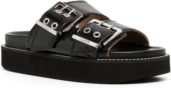 GANNI buckle-strap flatform sandals Black