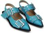 GANNI buckled-strap slingback ballerina shoes Blue - Thumbnail 2