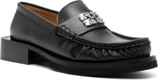 GANNI Butterfly-plaque faux-leather loafers Black