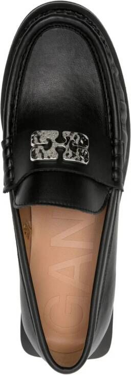 GANNI Butterfly-plaque faux-leather loafers Black
