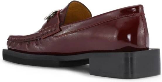 GANNI Butterfly-plaque leather loafers Red