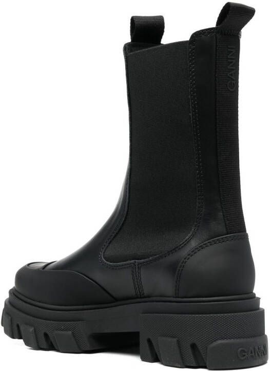 GANNI Mid chunky leather Chelsea boots Black