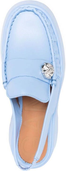 GANNI chunky leather mules Blue