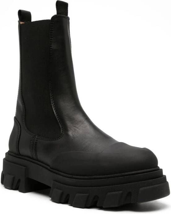 GANNI Cleated faux-leather chelsea boots Black