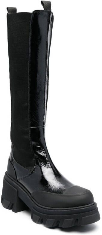 GANNI Cleated knee-high boots Black