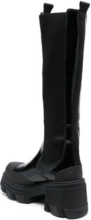 GANNI Cleated knee-high boots Black