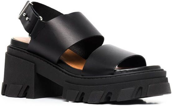 GANNI Cleated leather sandals Black