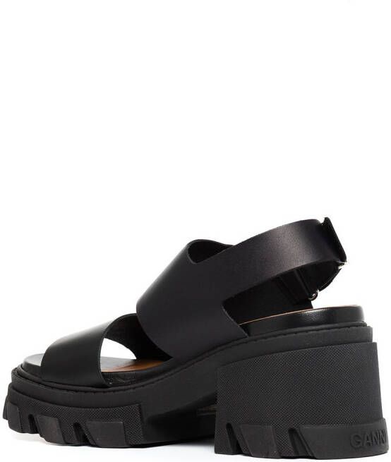 GANNI Cleated leather sandals Black