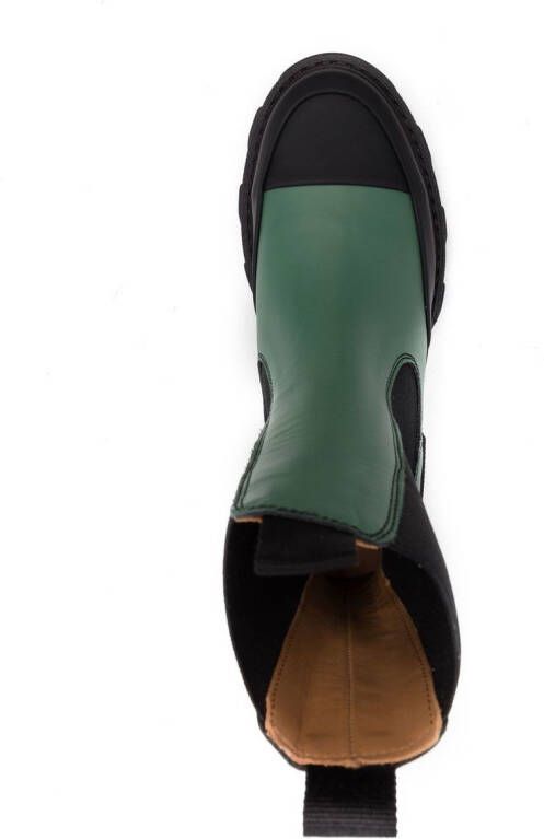 GANNI colour-block leather ankle boots Green