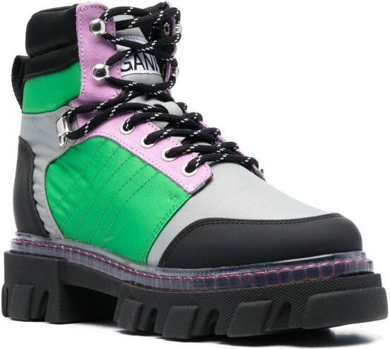 GANNI colourblock hiking boots Black