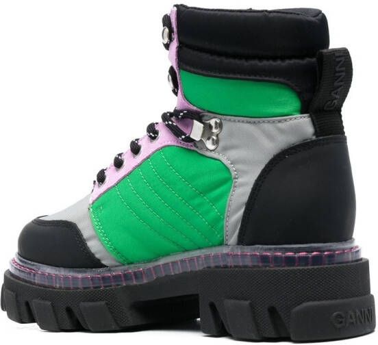 GANNI colourblock hiking boots Black