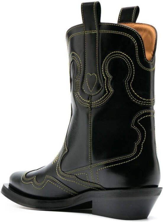 GANNI 35mm Western leather boots Black