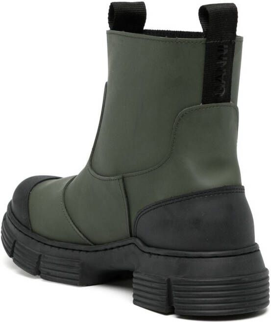 GANNI contrast toe-cap detail boots Green