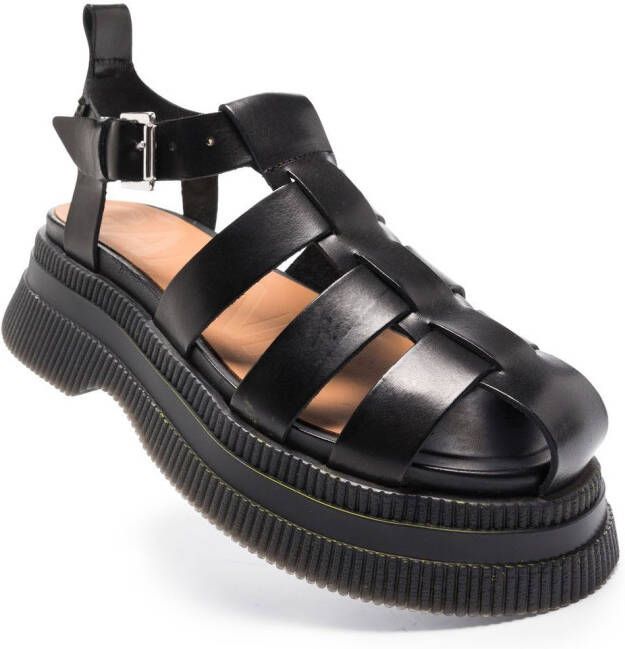 GANNI Creepers caged sandals Black