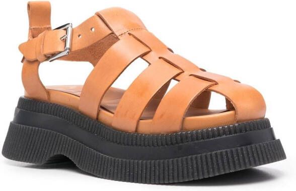 GANNI Creepers caged sandals Brown