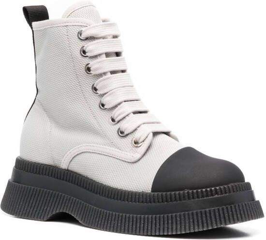 GANNI Creepers lace-up ankle boots Grey