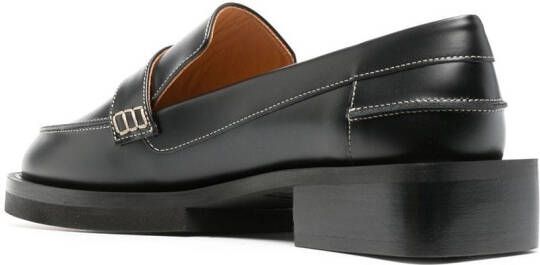 GANNI crystal-button leather loafers 099 BLACK