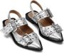 GANNI double-buckled metallic-effect ballerina shoes Silver - Thumbnail 2