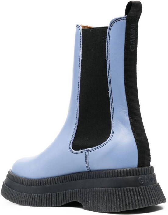 GANNI elasticated-ankle leather boots Blue