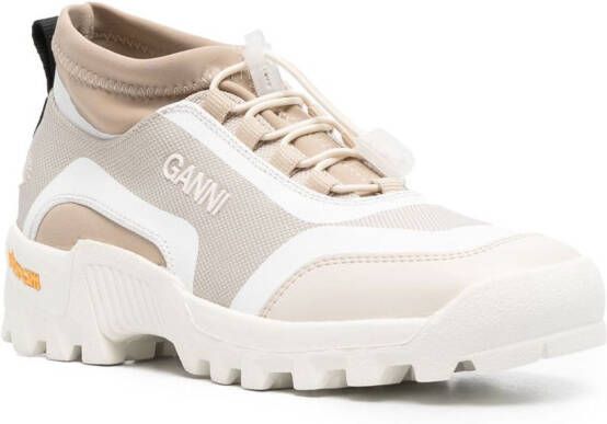 GANNI embossed-logo panelled-design sneakers Neutrals