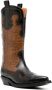 GANNI embroidered two-tone leather boots Brown - Thumbnail 2