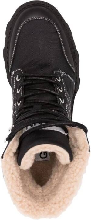GANNI faux-shearling-lined hiking boots Black
