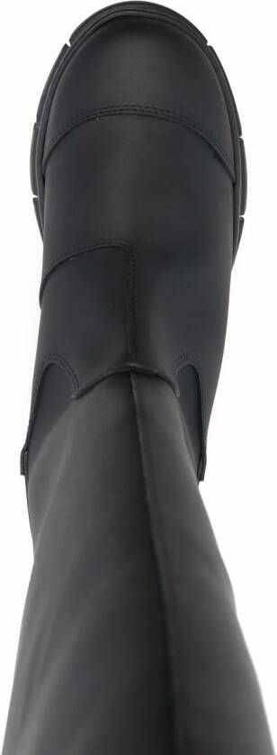 GANNI fur-lined knee boots Black