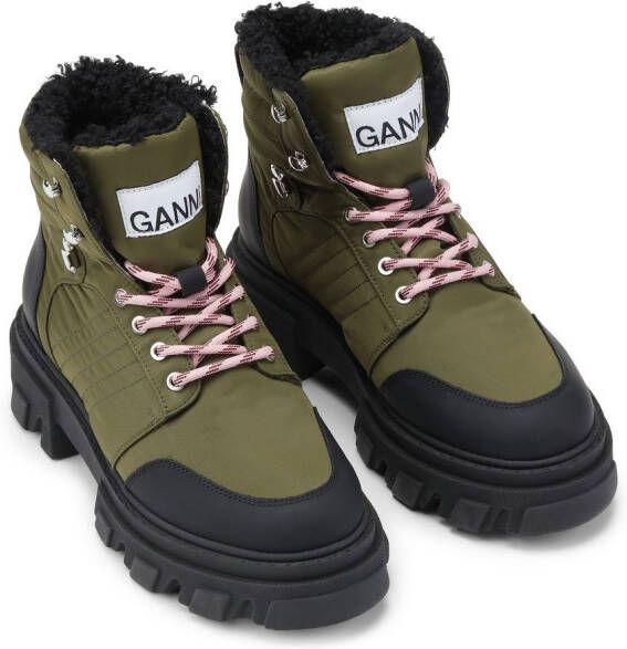 GANNI Kalamata lace-up hiking boots Green