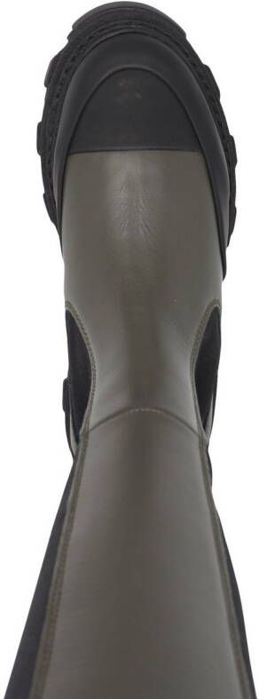 GANNI knee-high chunky leather chelsea boots Green