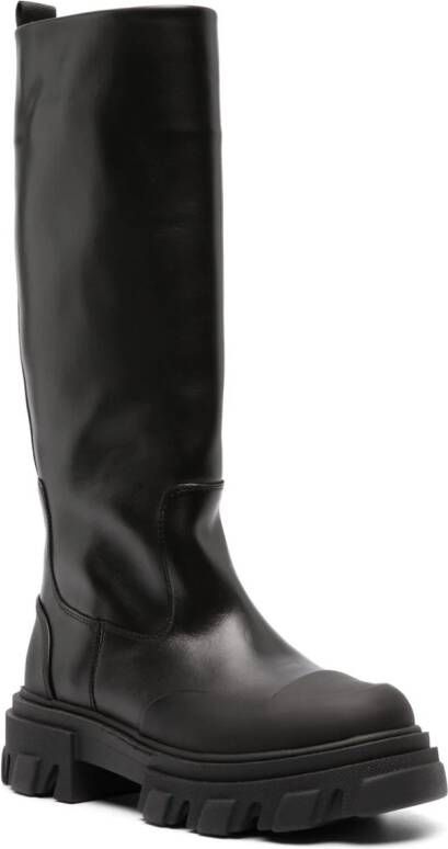 GANNI ruber toecap leather boots Black