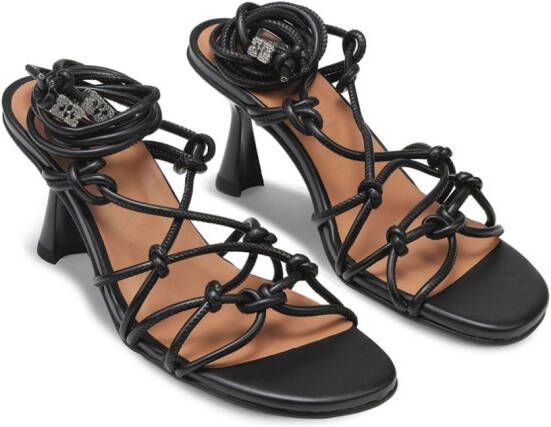 GANNI Knots leather sandals Black