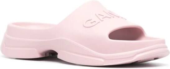 GANNI logo-embossed chunky slides Pink