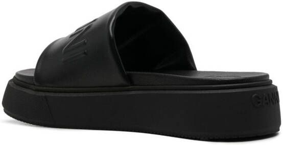 GANNI logo-embossed slide sandals Black