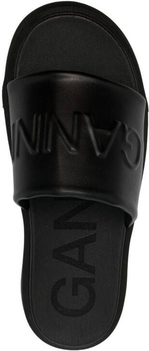 GANNI logo-embossed slide sandals Black