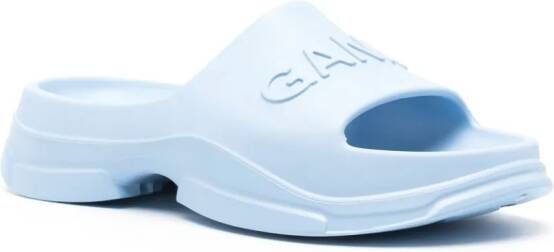 GANNI logo-embossed slides Blue