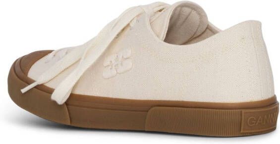 GANNI logo-embroidered organic cotton sneakers Neutrals