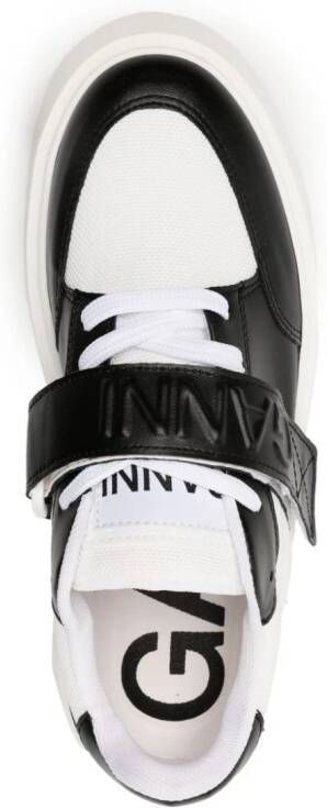 GANNI logo faux-leather sneakers Black