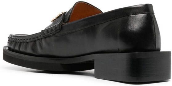 GANNI logo-plaque leather loafers Black