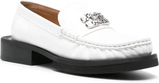GANNI logo-plaque loafers White