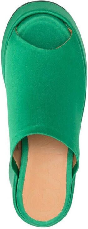 GANNI open toe leather sandals Green