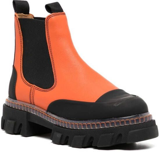 GANNI panelled ankle boots Orange
