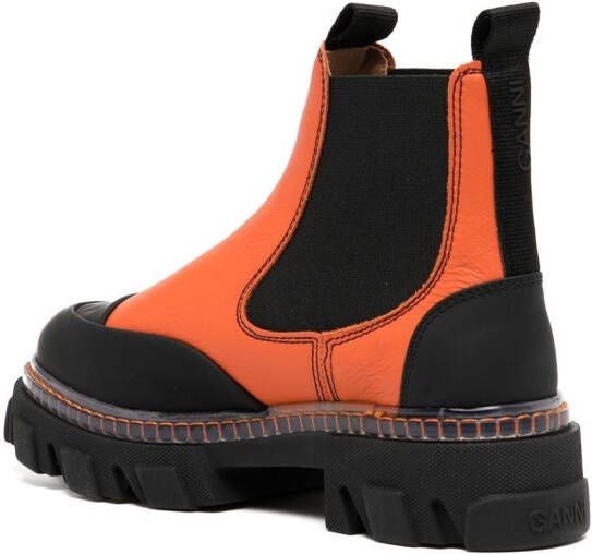 GANNI panelled ankle boots Orange